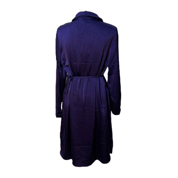 Lucky Brand Purple Long Sleeve Button Up Belted Midi Dress NEW Large - Picture 5 of 5